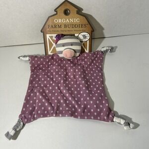 Organic Farm Buddies Penny‎ Pig Purple Polka Dot Gray Stripe Lovey Blanket
